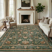 MontVoo Vintage Floral Washable Rug Green