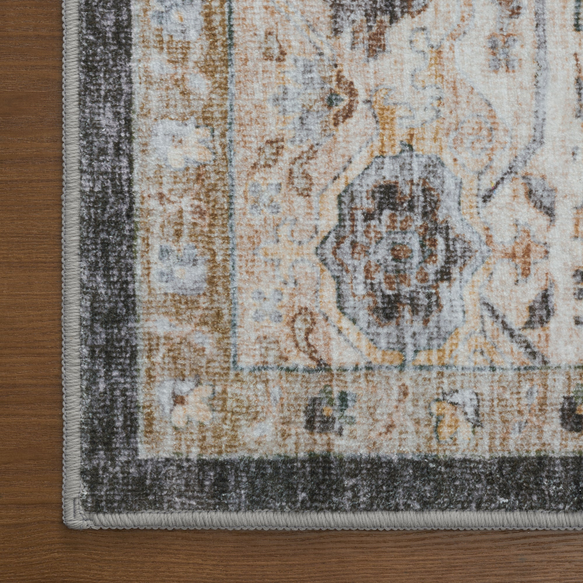 MontVoo Classic Floral Lake Blue Washable Rug