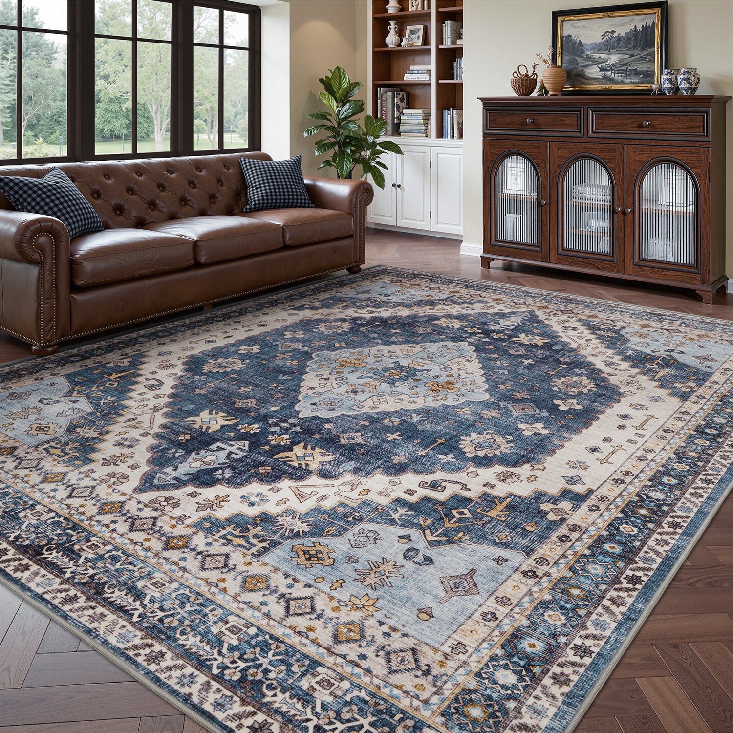 Area Rug for Living Room Vintage Bohemian Soft Carpet