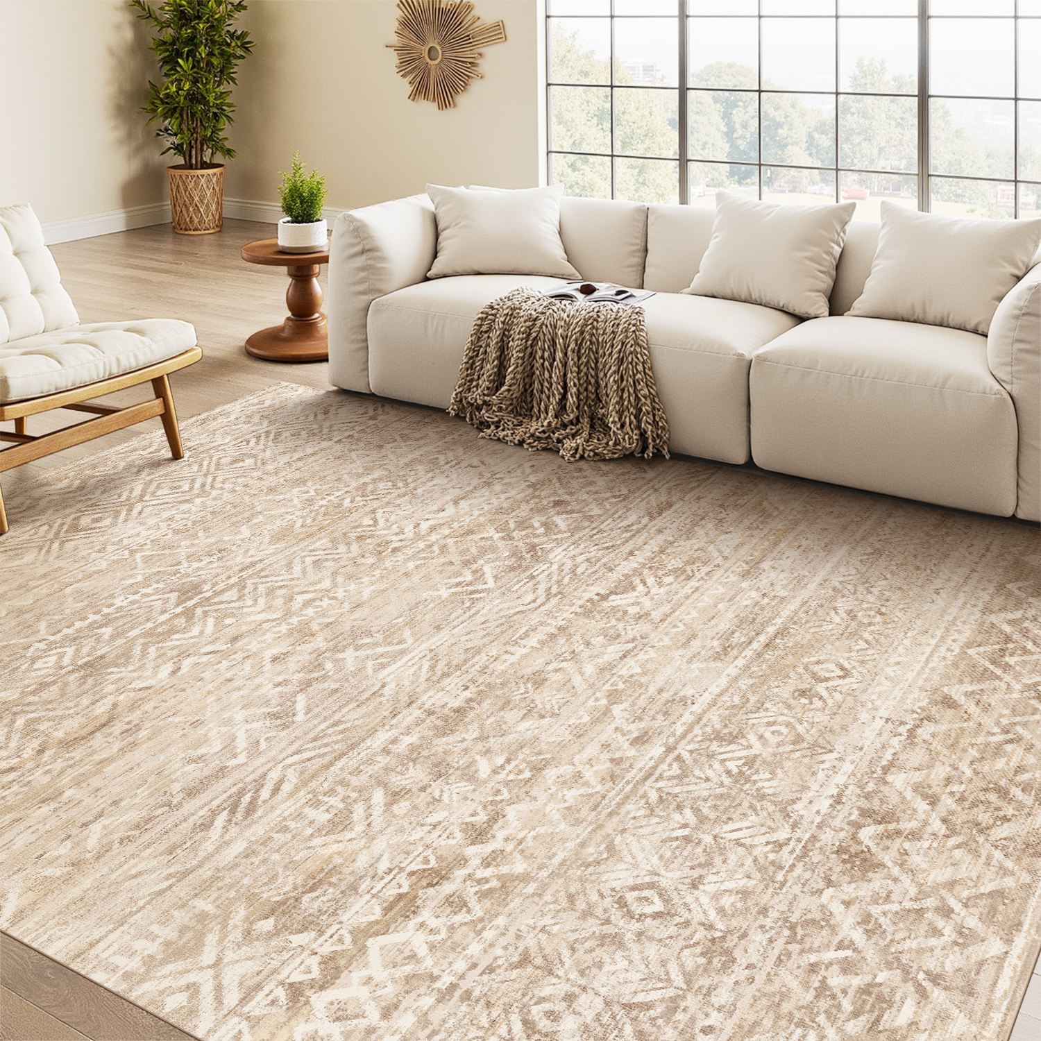 Area Rug for Living Room Soft Washable Boho Rug Moroccan Bohemian