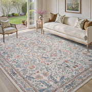 MontVoo Vintage Floral Washable Rug Beige