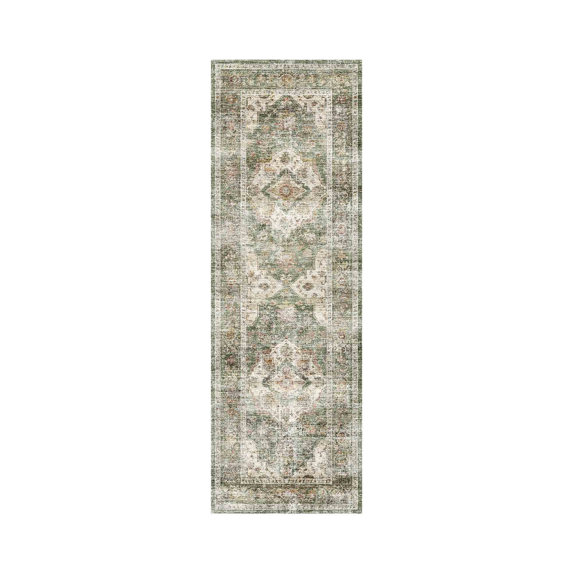 MontVoo Classic Floral Green Washable Rug