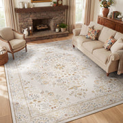 MontVoo Vintage Medallion Washable Rug Beige