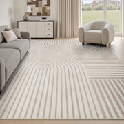 MontVoo Modern Geometric High-Low Beige Washable Area Rug