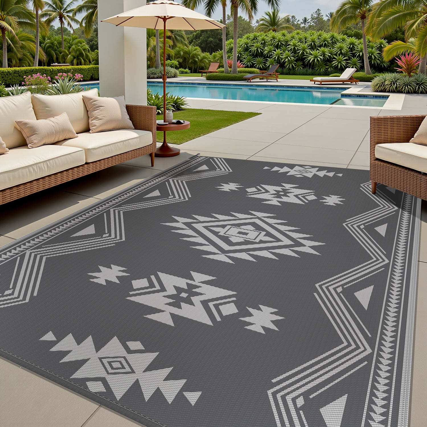 SIXHOME Outdoor Rug Reversible Patio Mat