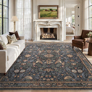 MontVoo Vintage Floral Washable Rug Charcoal