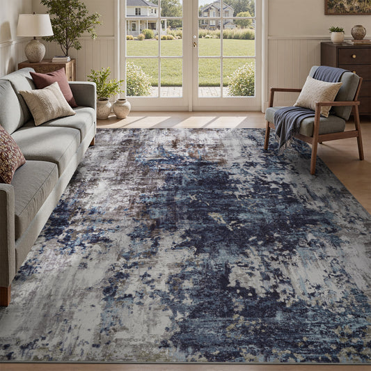 Washable Rugs Modern Abstract Distressed Indoor Rug Carpet