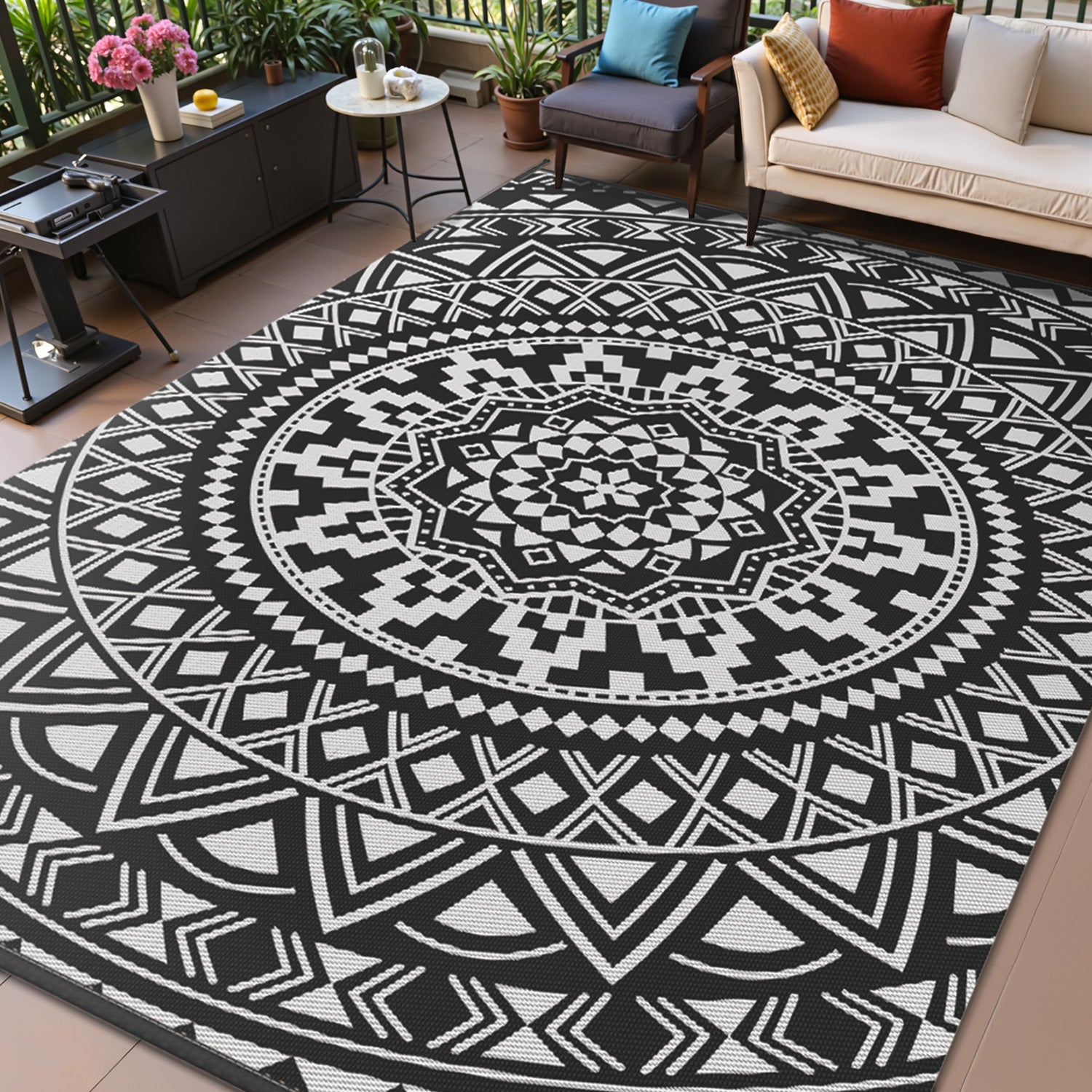 VUNATE Outdoor Patio Rugs Waterproof Lightweight