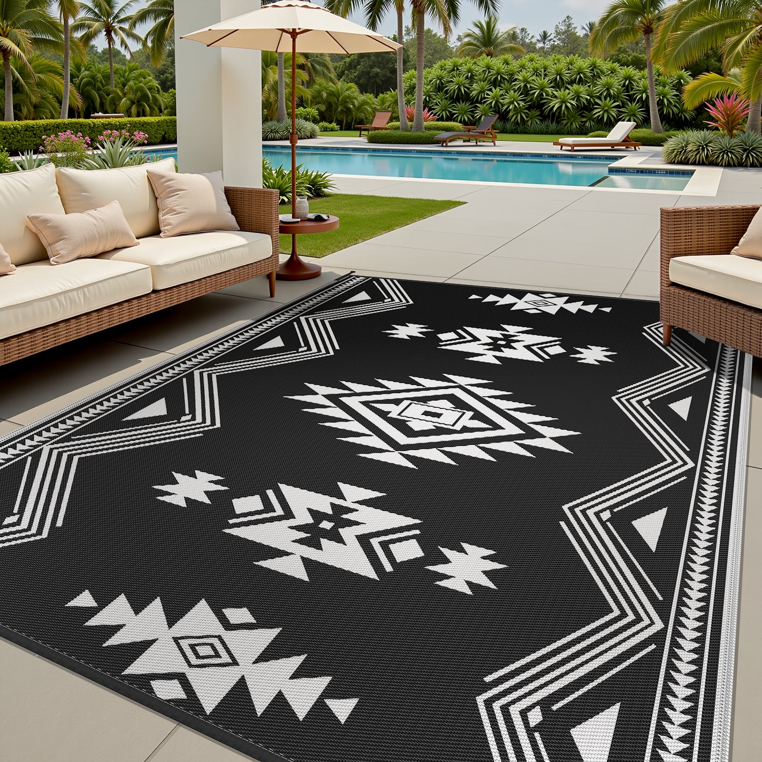 SIXHOME Outdoor Rug Reversible Patio Mat