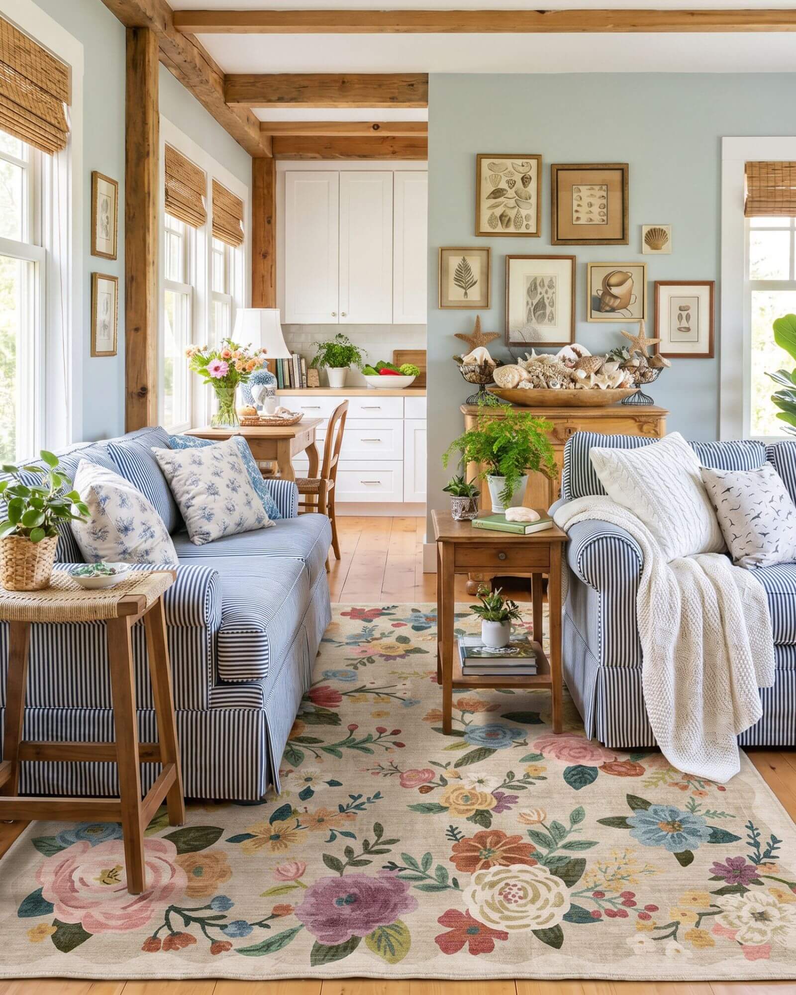 Blossom Washable Area Rug - Beige