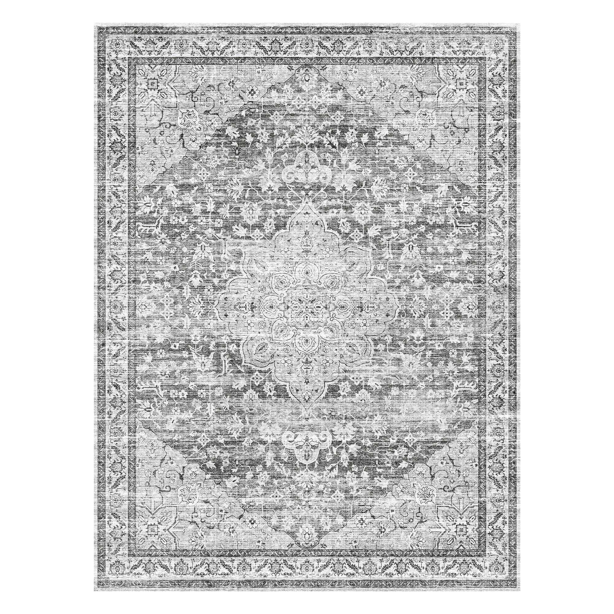 Alfombra lavable MontVoo Medallion Floral Gris