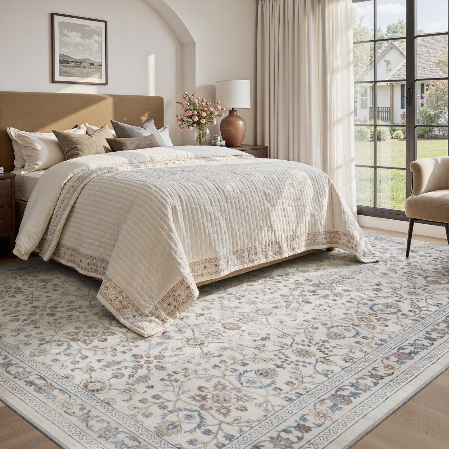Washable Retro Living Room Bedroom Carpet