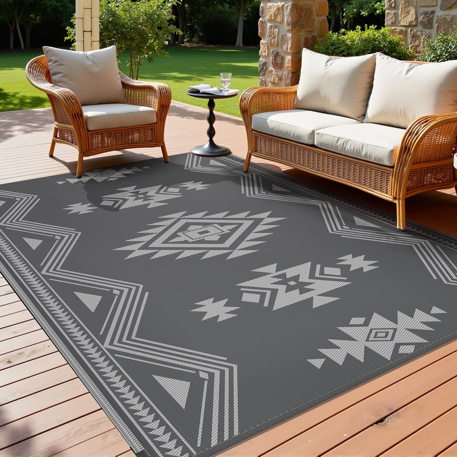 SIXHOME Outdoor Rug Reversible Patio Mat