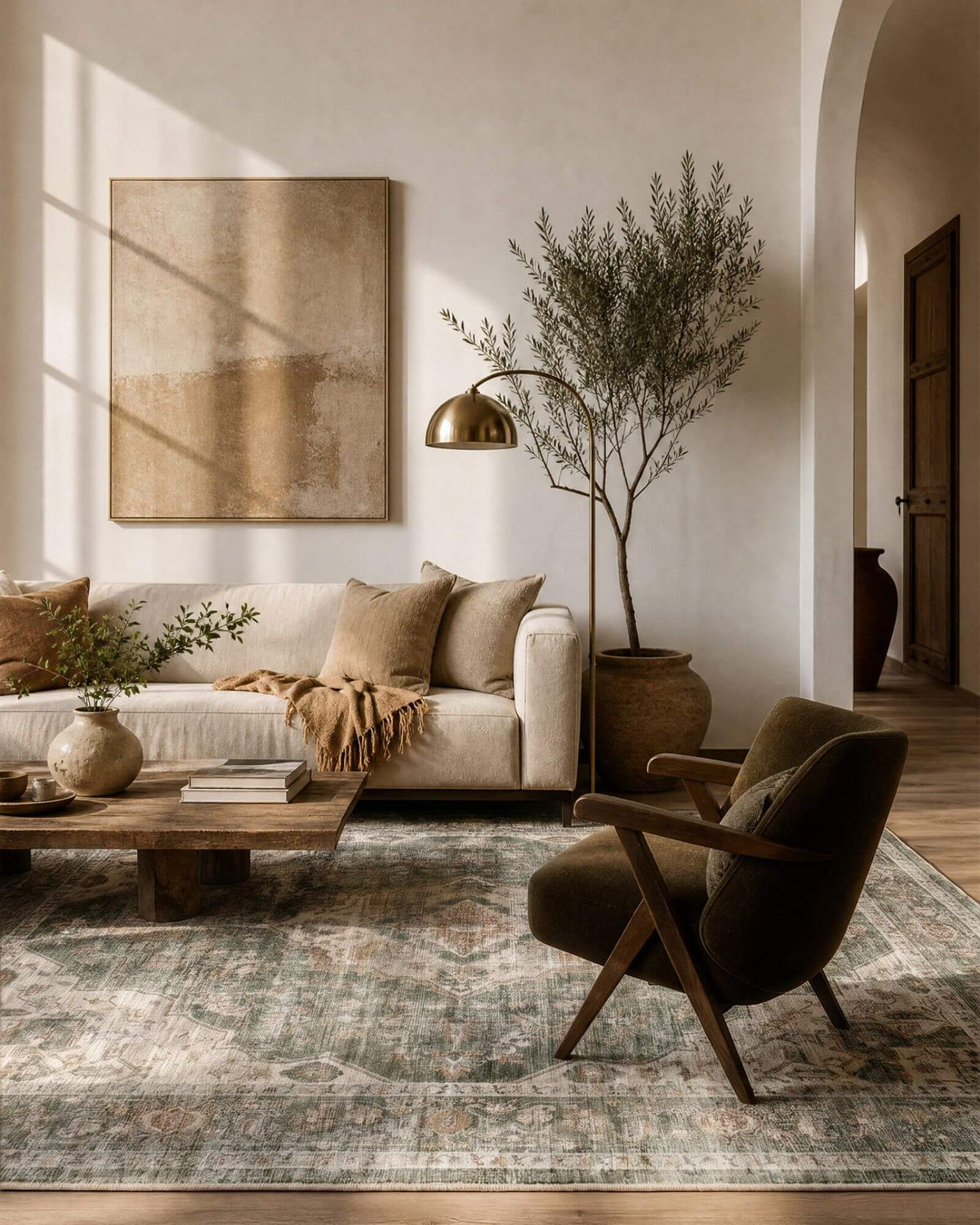 Selene Washable Area Rug - Green