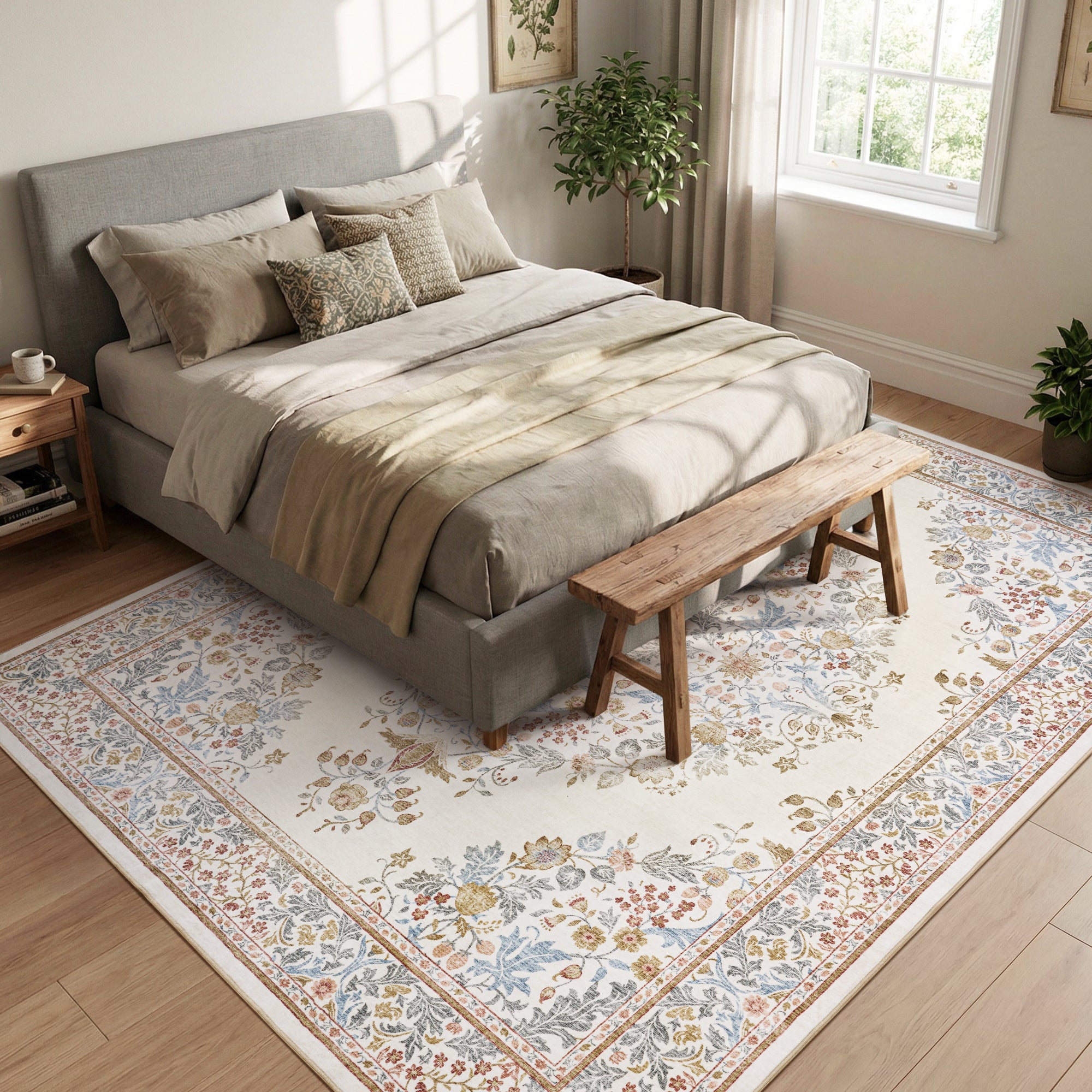 MontVoo Vintage Medallion Washable Rug Multi