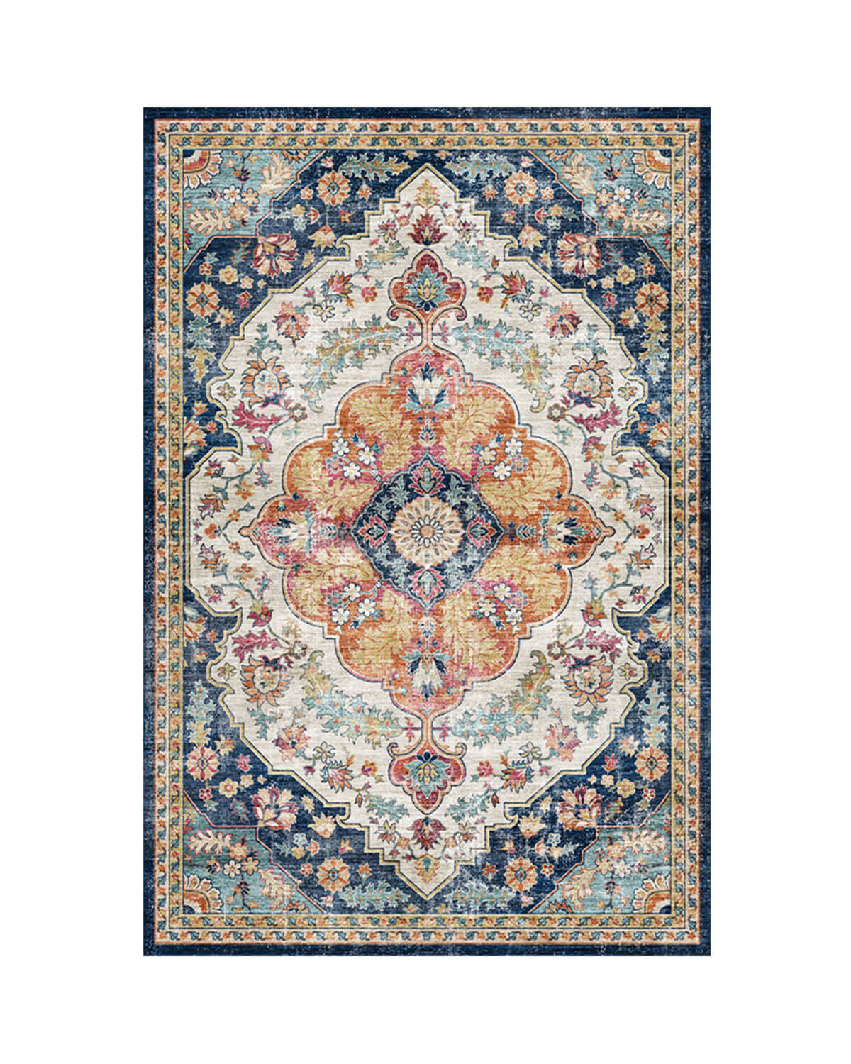 Floral Area Rug Machine Washable Soft Rug for Bedroom | MontVoo