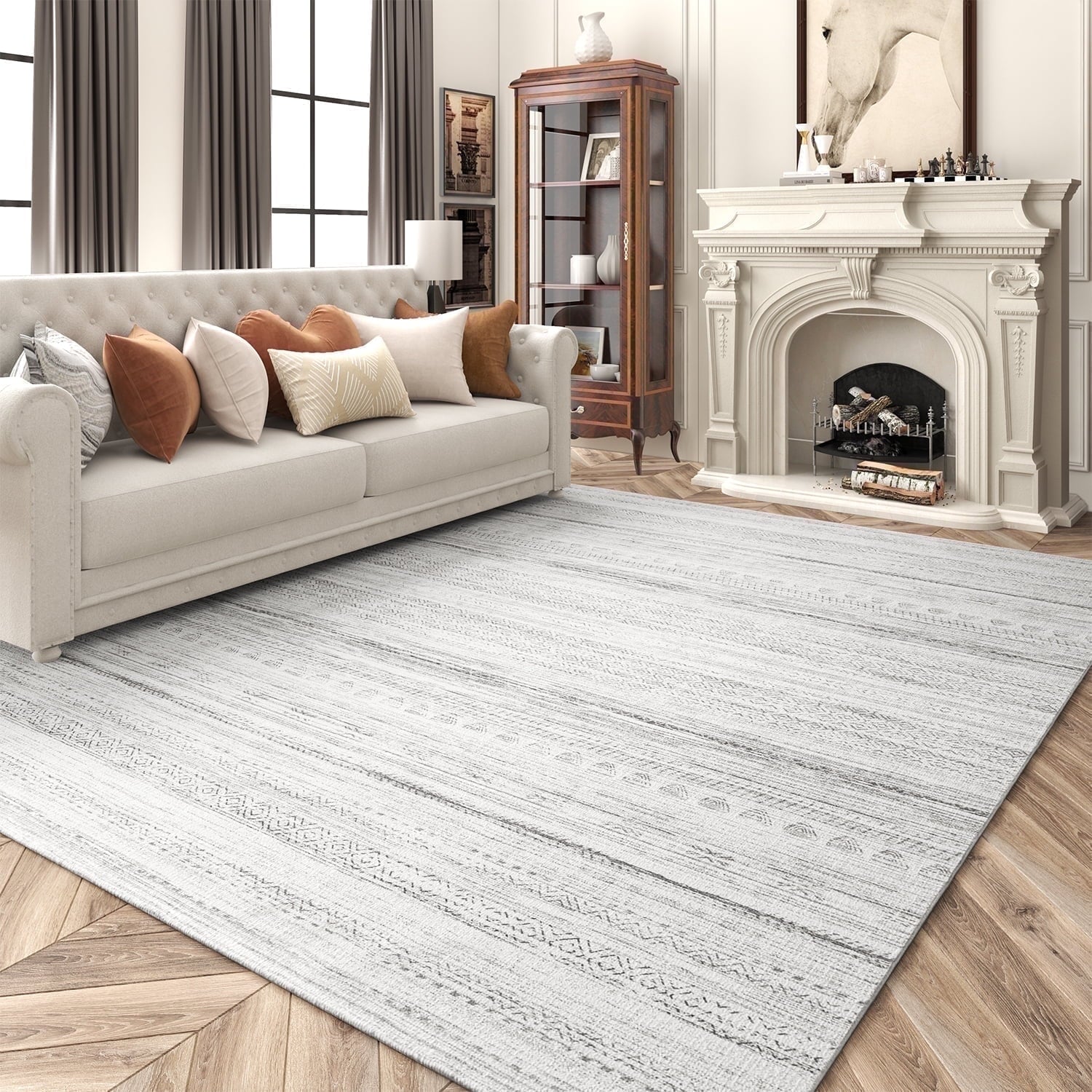 Boho Area Rug Machine Washable Rug