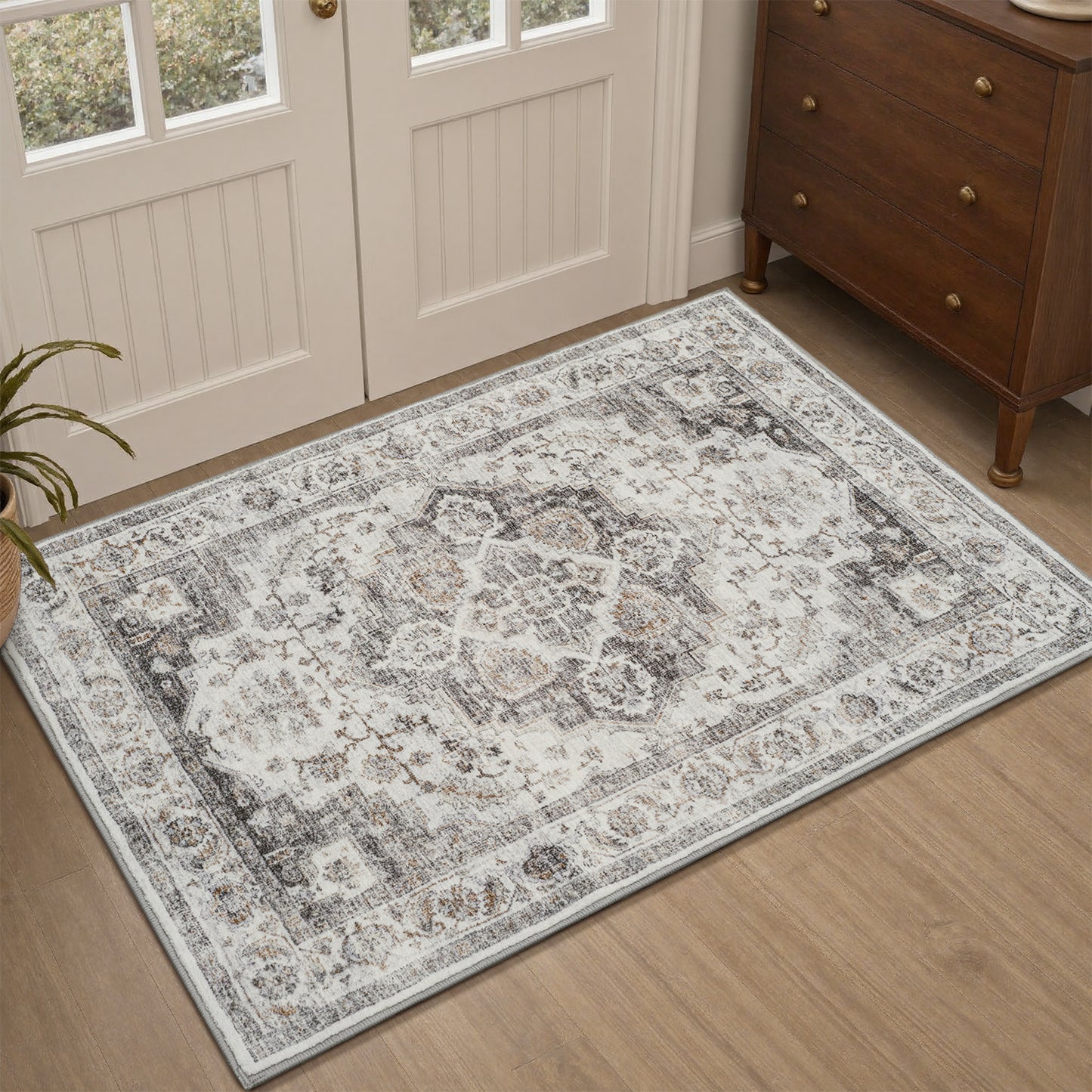 Area Rug Washable Carpet Soft Distressed Non Slip Vintage