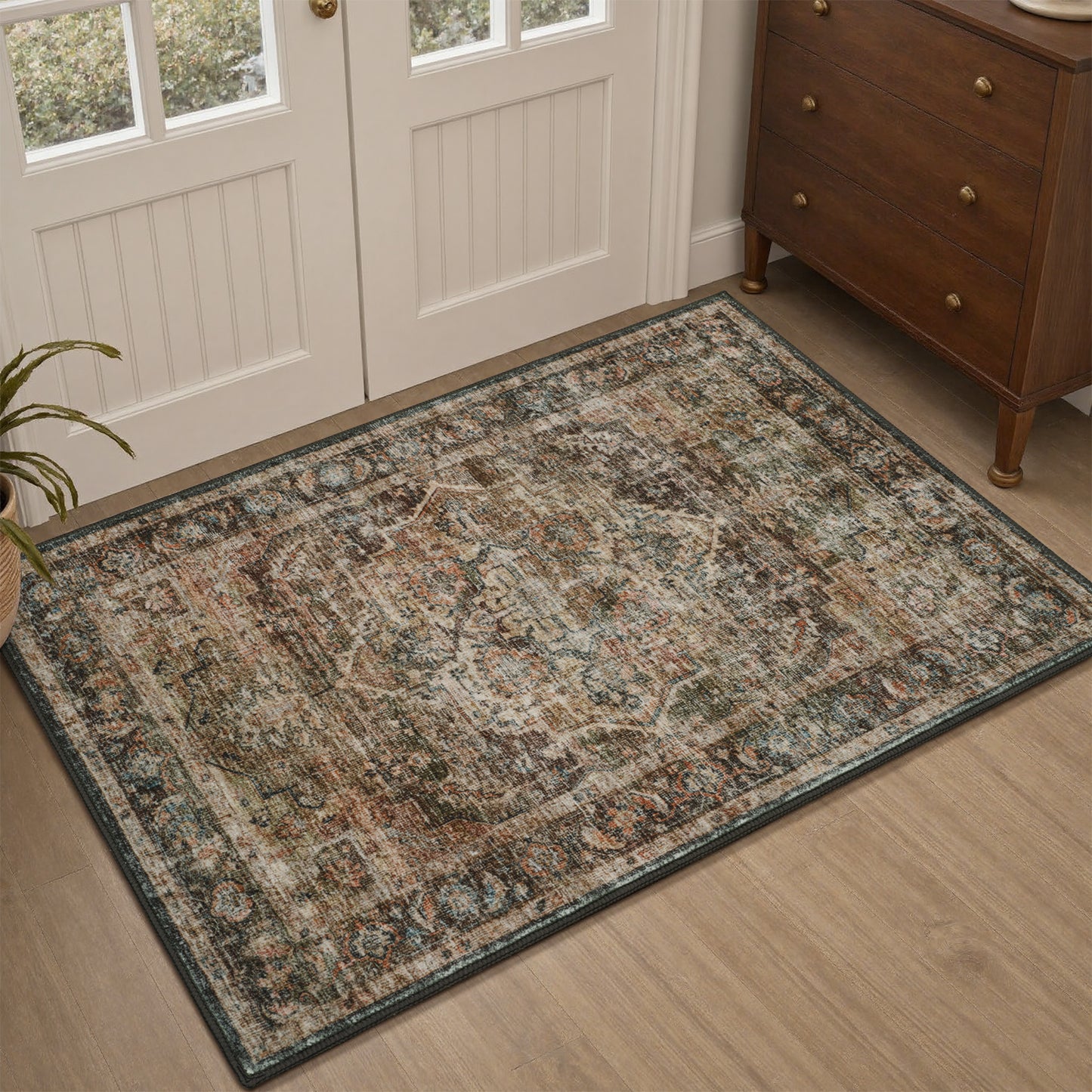 Area Rug Washable Carpet Soft Distressed Non Slip Vintage