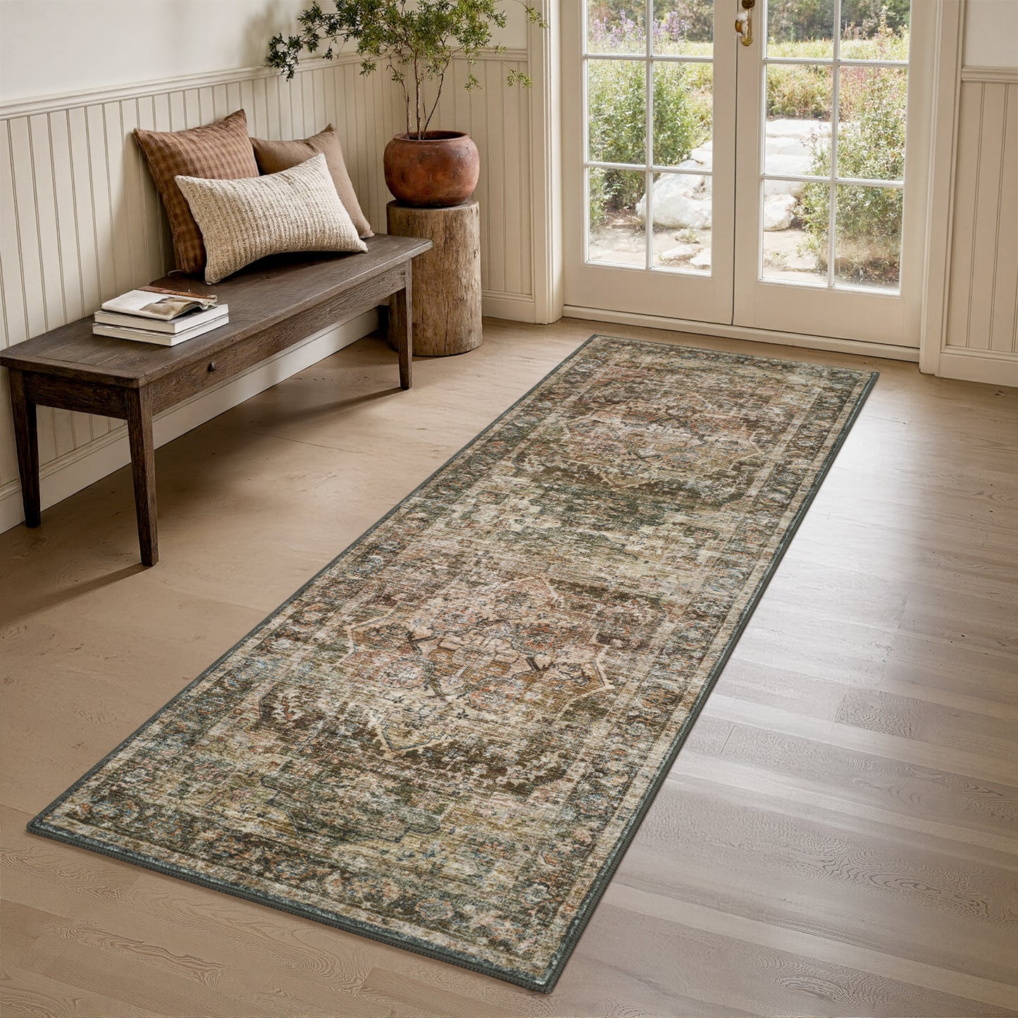 Area Rug Washable Carpet Soft Distressed Non Slip Vintage