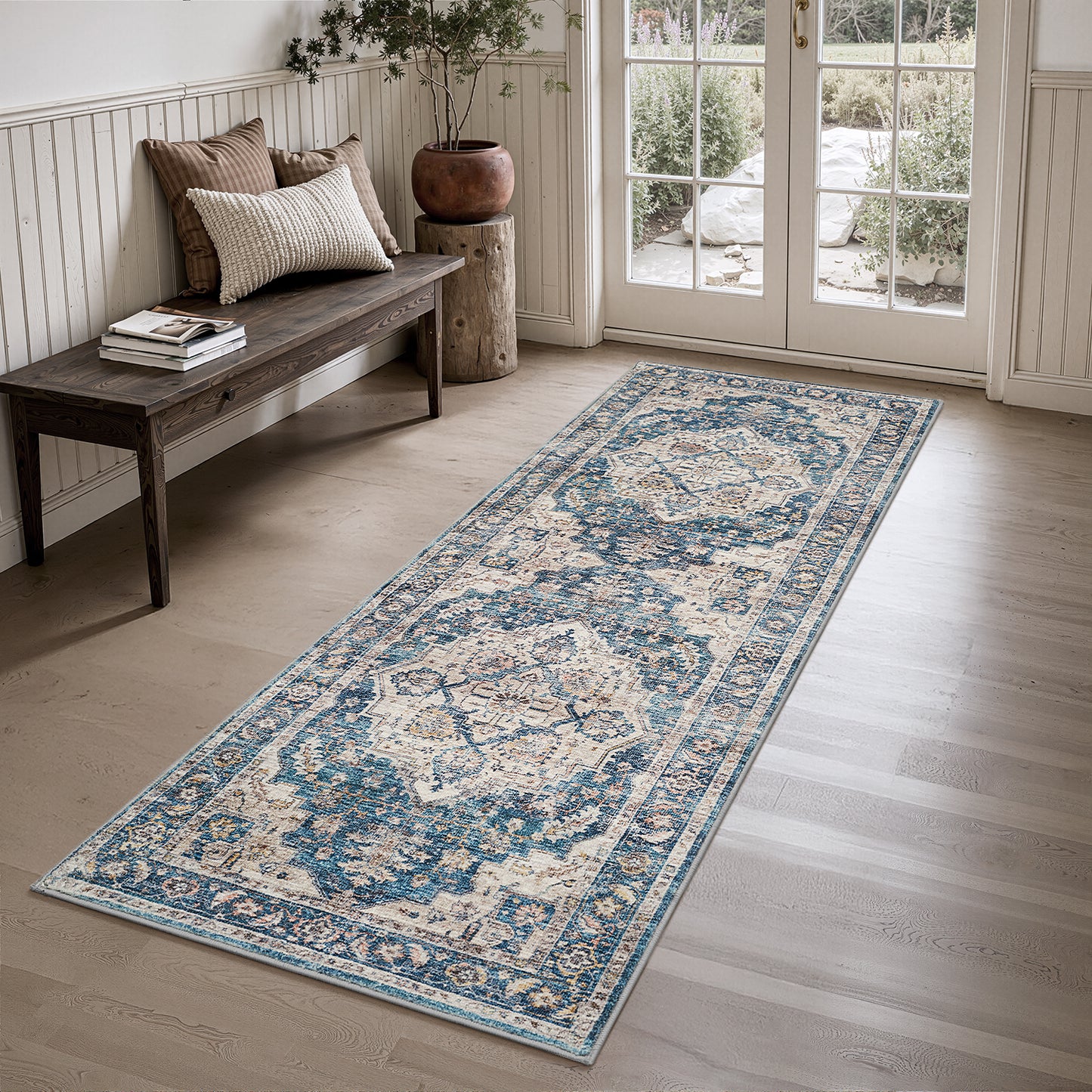 Area Rug Washable Carpet Soft Distressed Non Slip Vintage