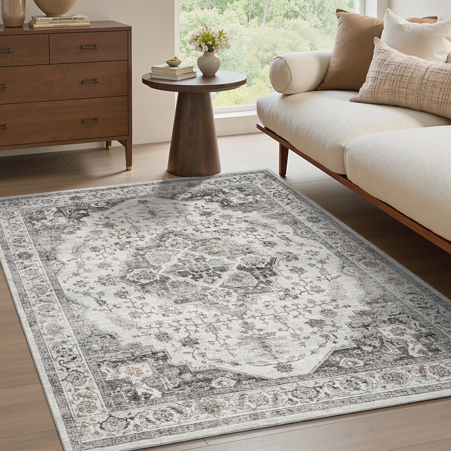 Area Rug Washable Carpet Soft Distressed Non Slip Vintage