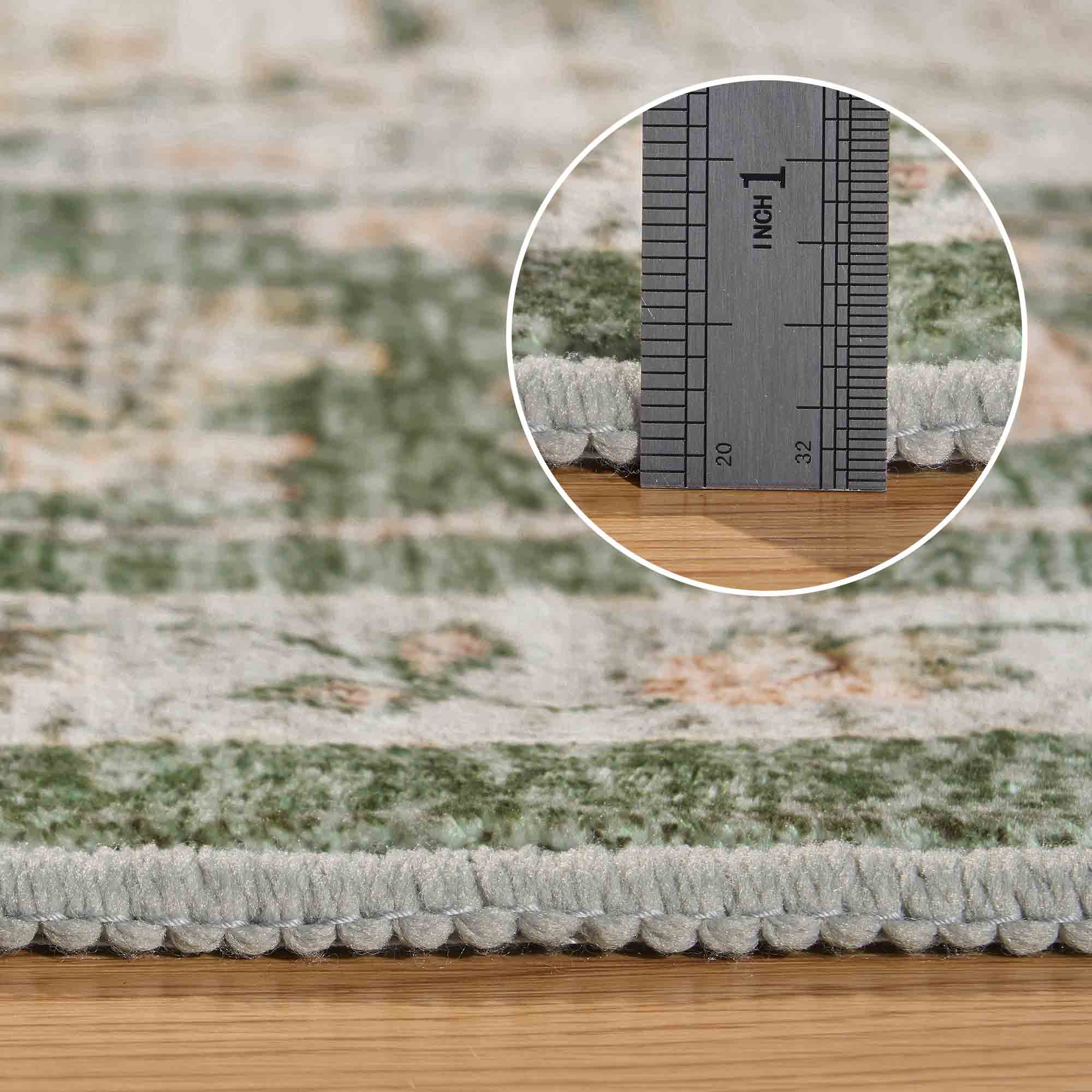 MontVoo Classic Floral Green Washable Rug