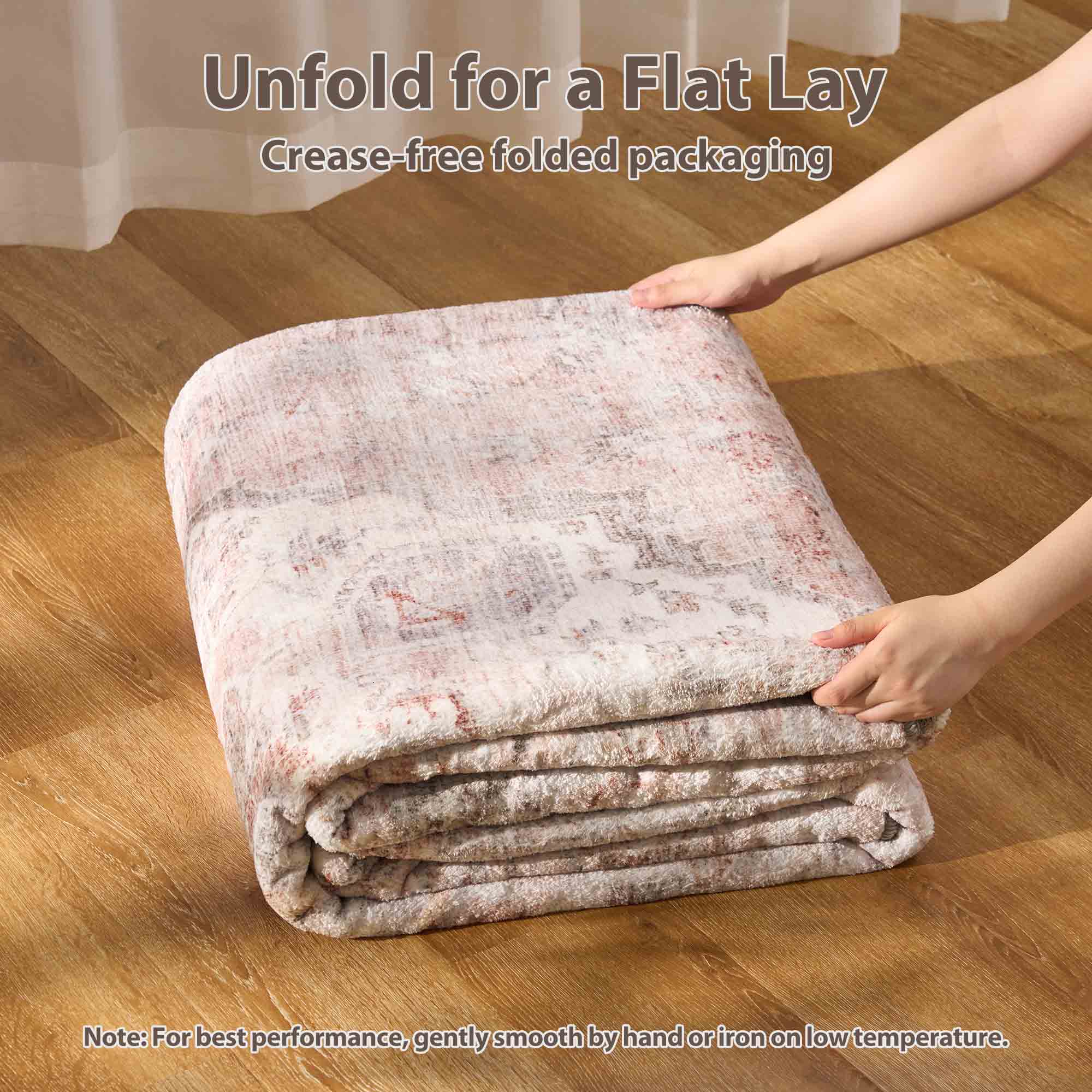 MontVoo Pink Floral Non-Slip Washable Rug