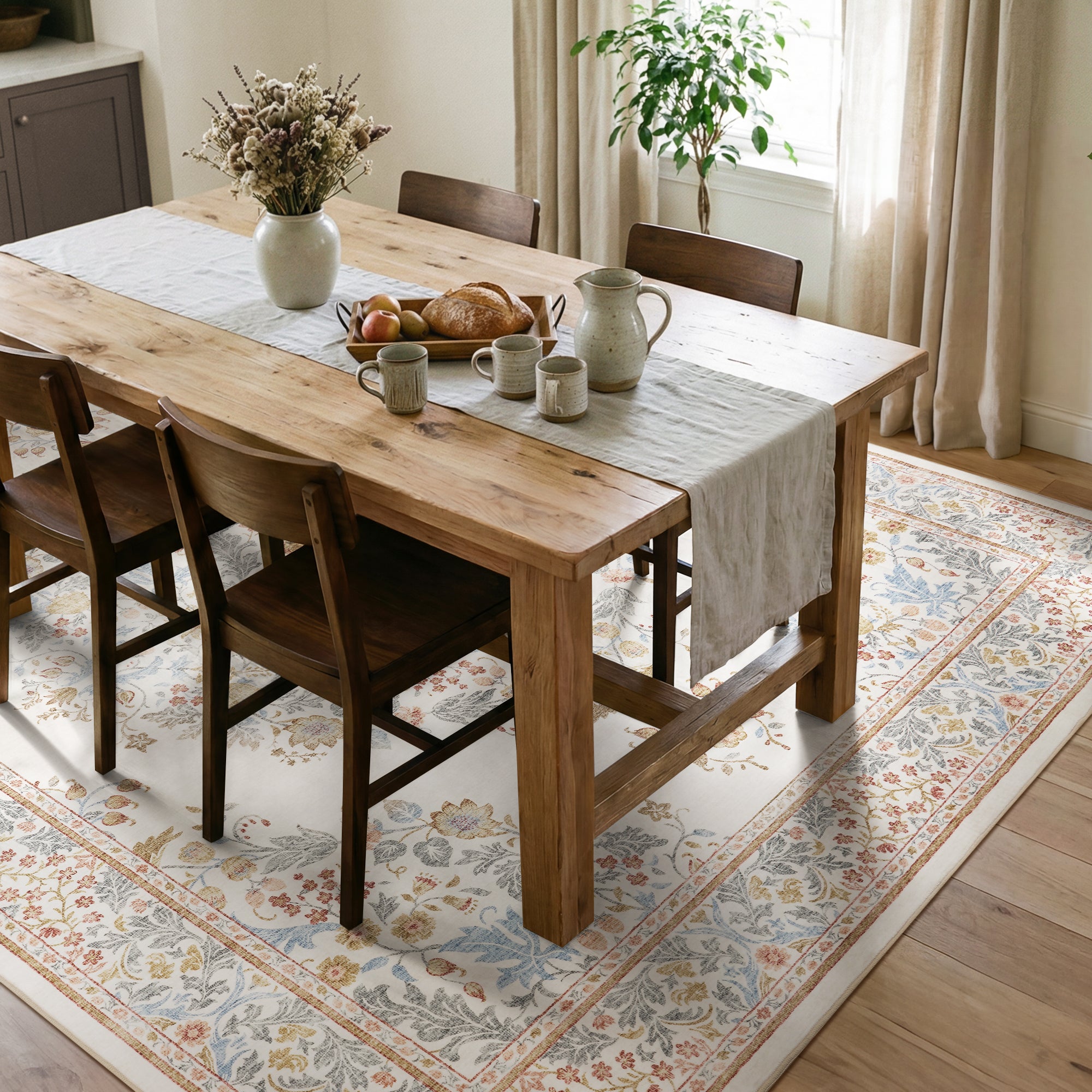 MontVoo Vintage Medallion Washable Rug Multi