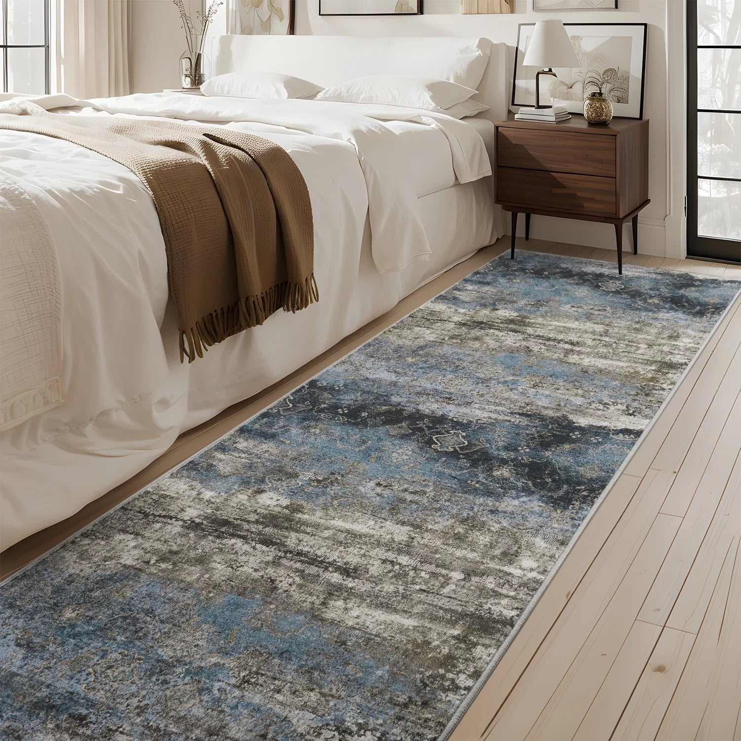 MontVoo Modern Abstract Washable Area Rug Teal