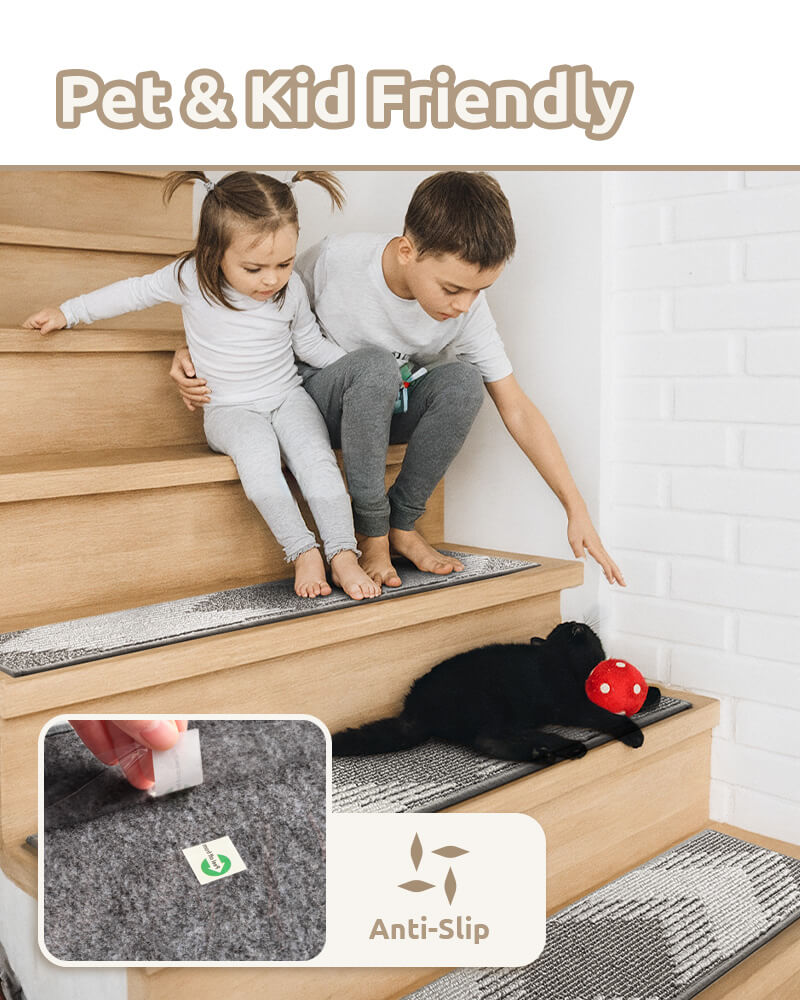 Stair treads designed to prevent slipping on hard stairs
