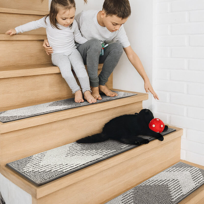 Stair treads offering secure footing for kids and pets