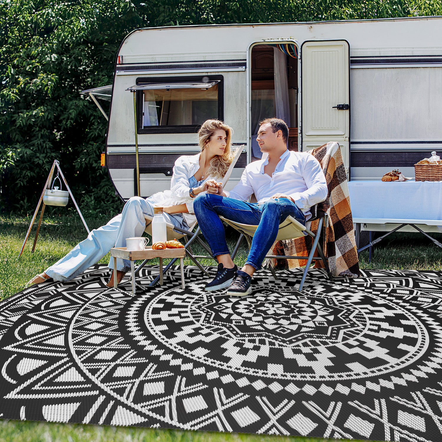 VUNATE Outdoor Patio Rugs Waterproof Lightweight