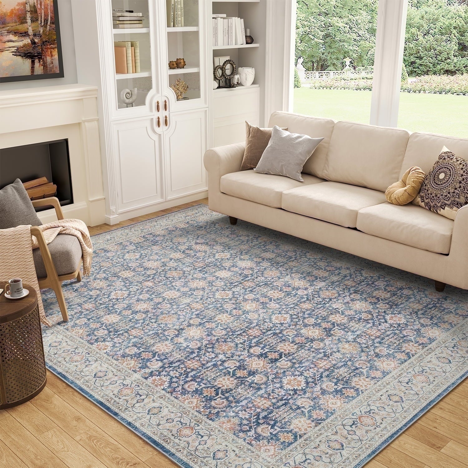 Ombre Vintage Floral Living Room Rug