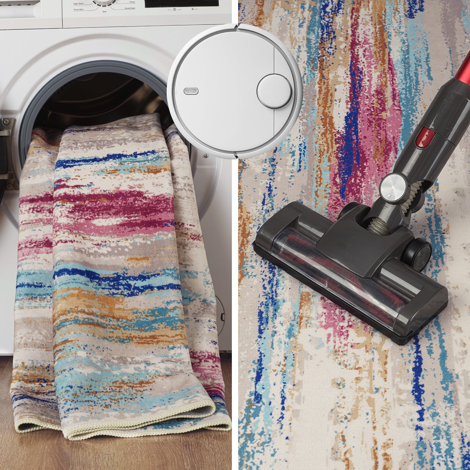 MontVoo Modern Abstract Multicolor Washable Area Rug