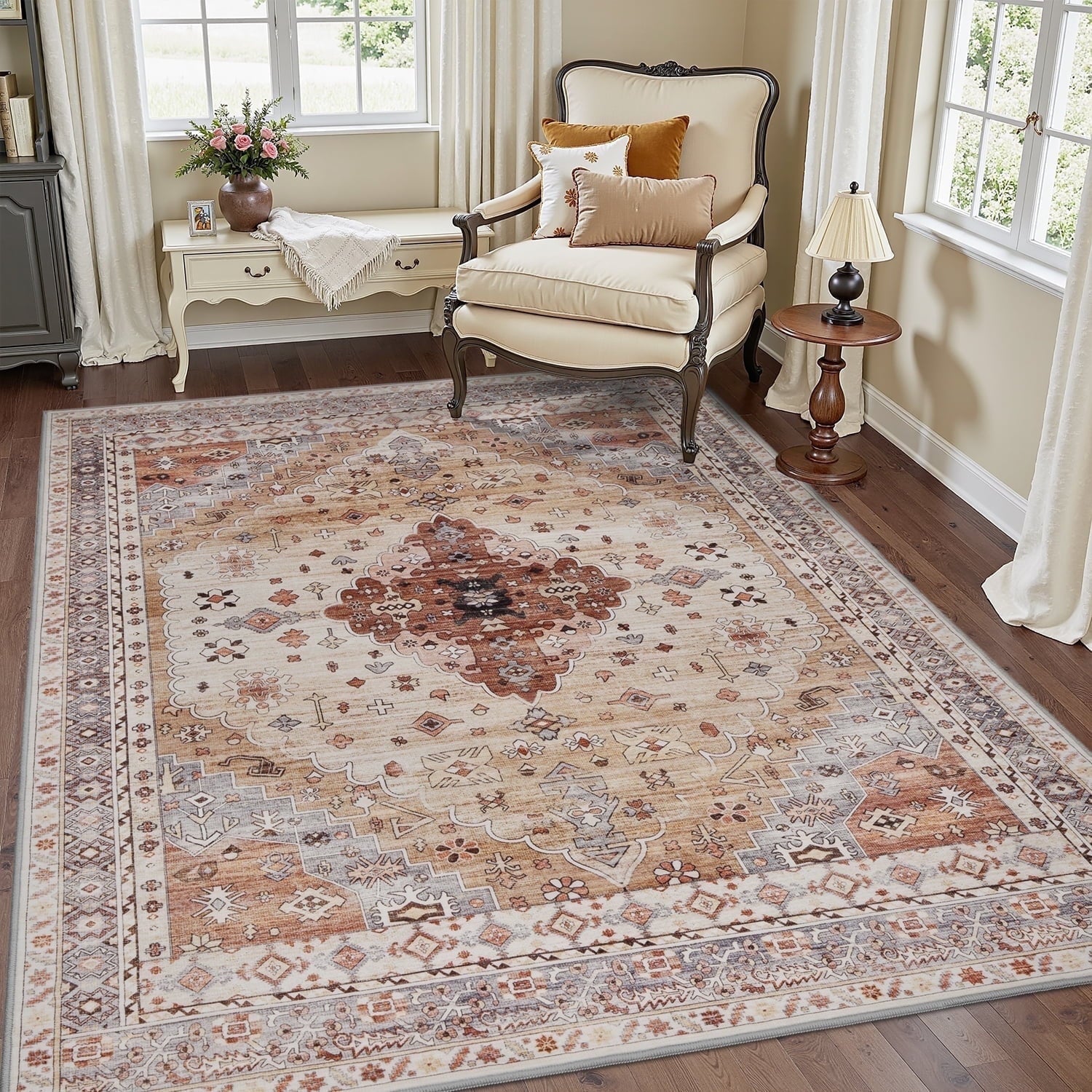 Area Rug for Living Room Vintage Bohemian Soft Carpet