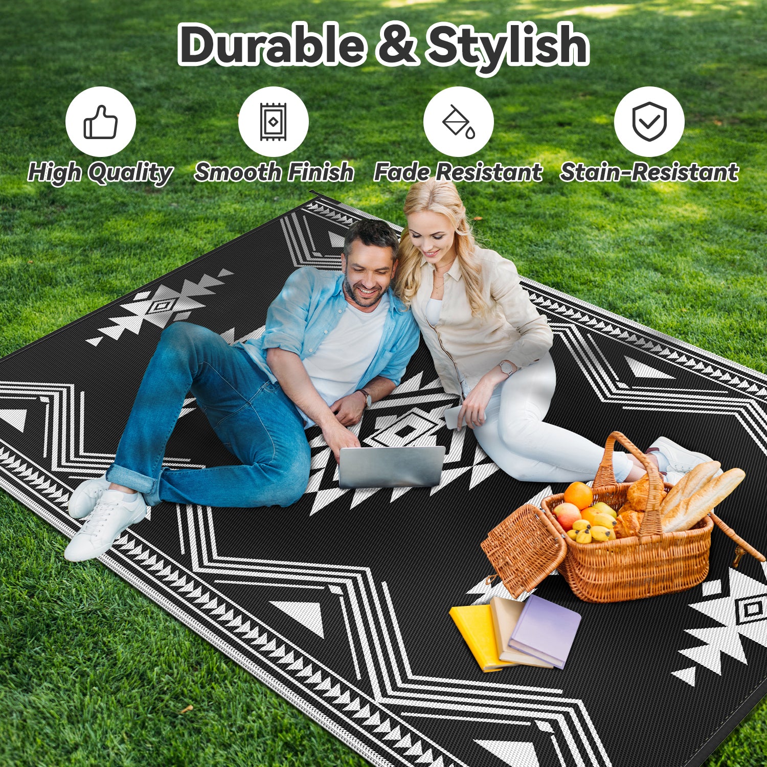 SIXHOME Outdoor Rug Reversible Patio Mat