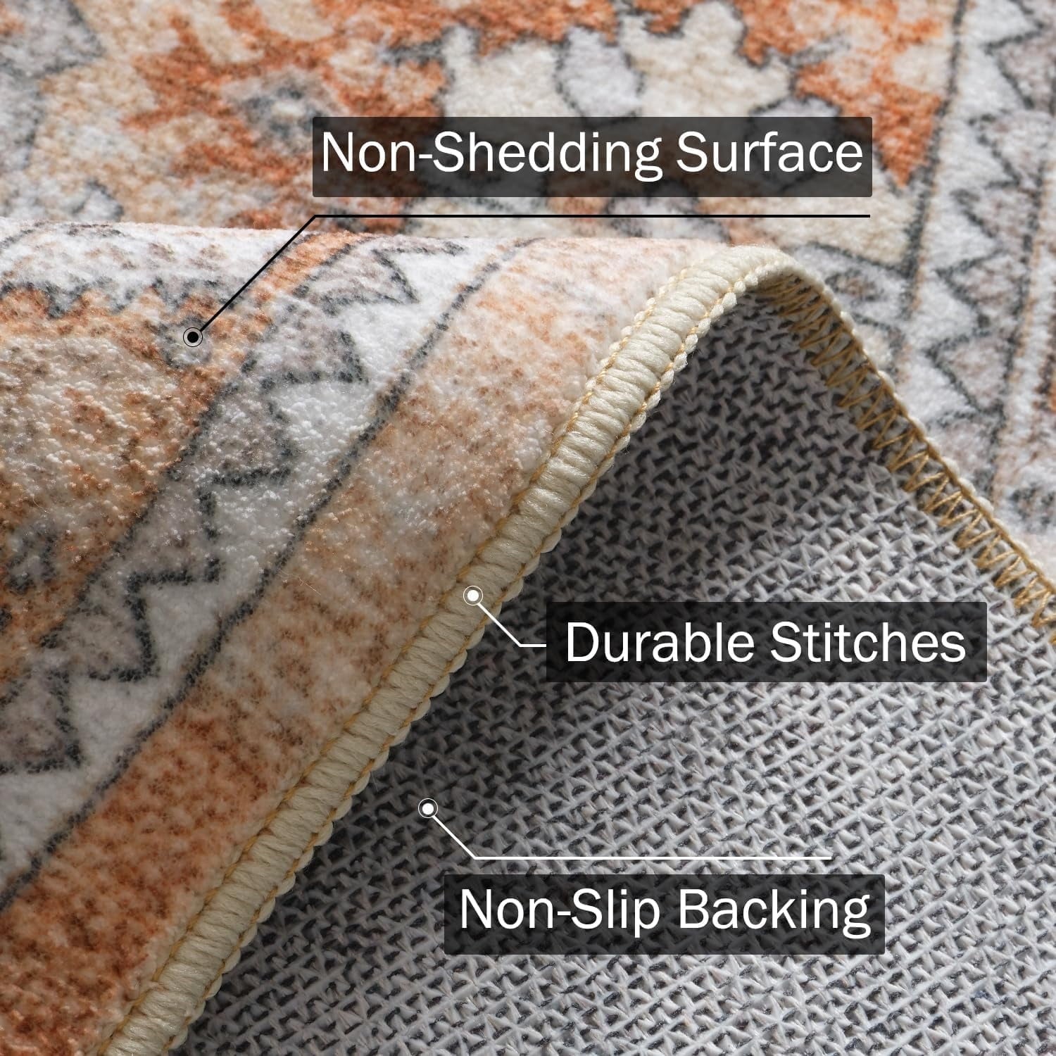 Ombre Vintage Floral Living Room Rug