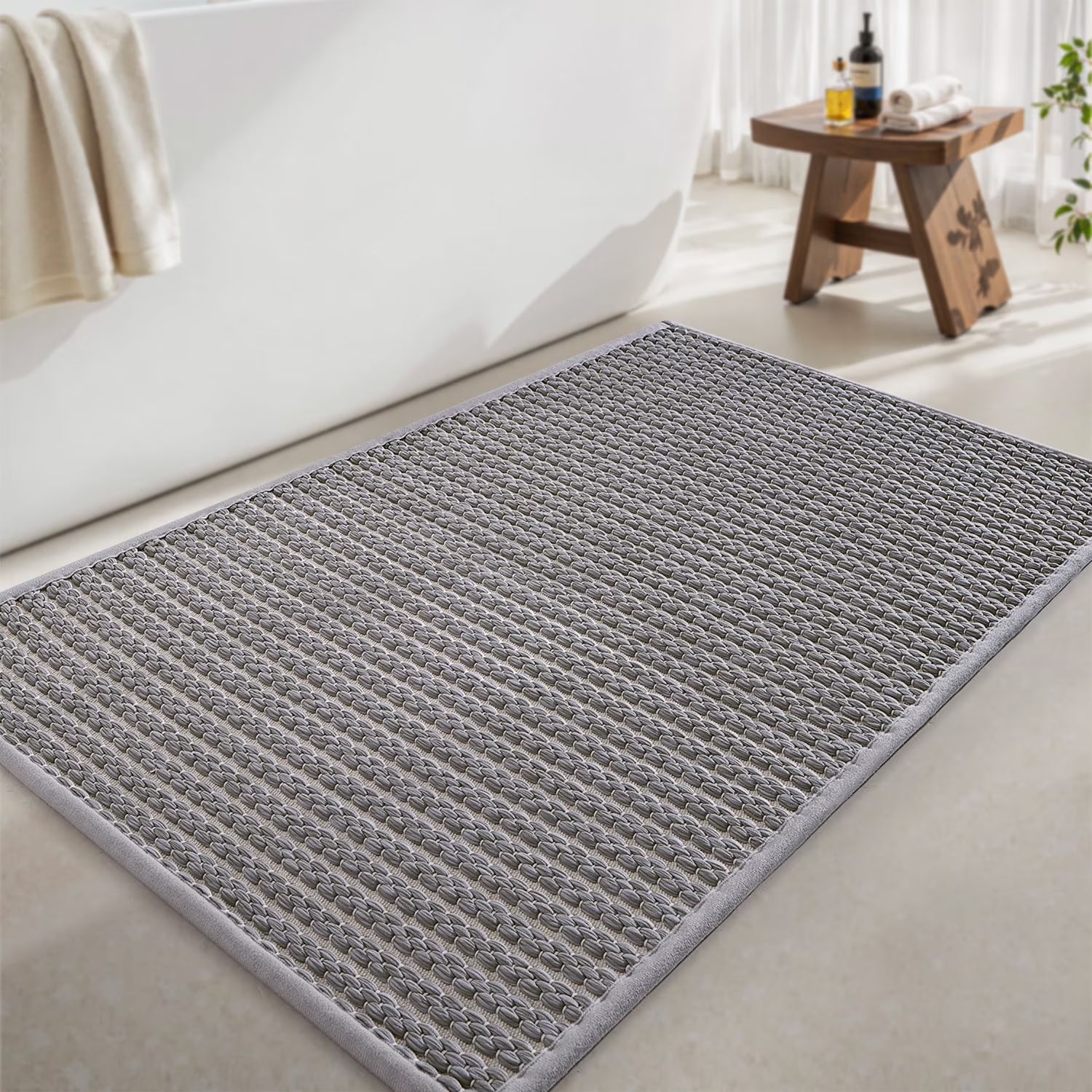 Woven Textured Bath Rug