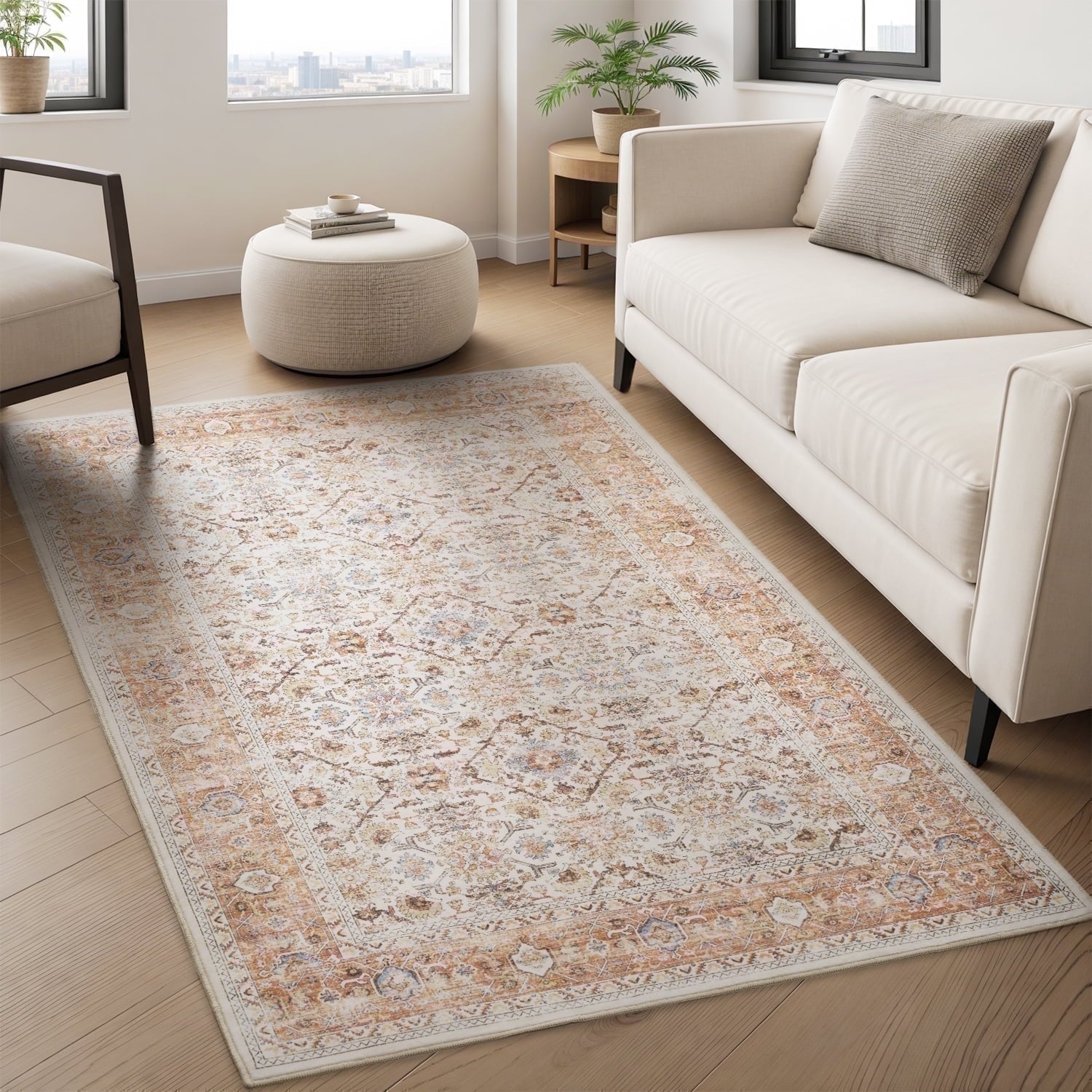Ombre Vintage Floral Living Room Rug