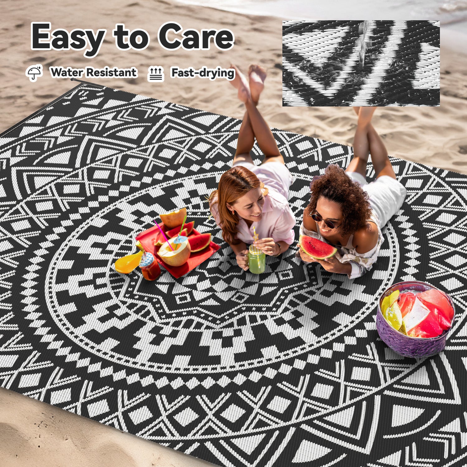 VUNATE Outdoor Patio Rugs Waterproof Lightweight