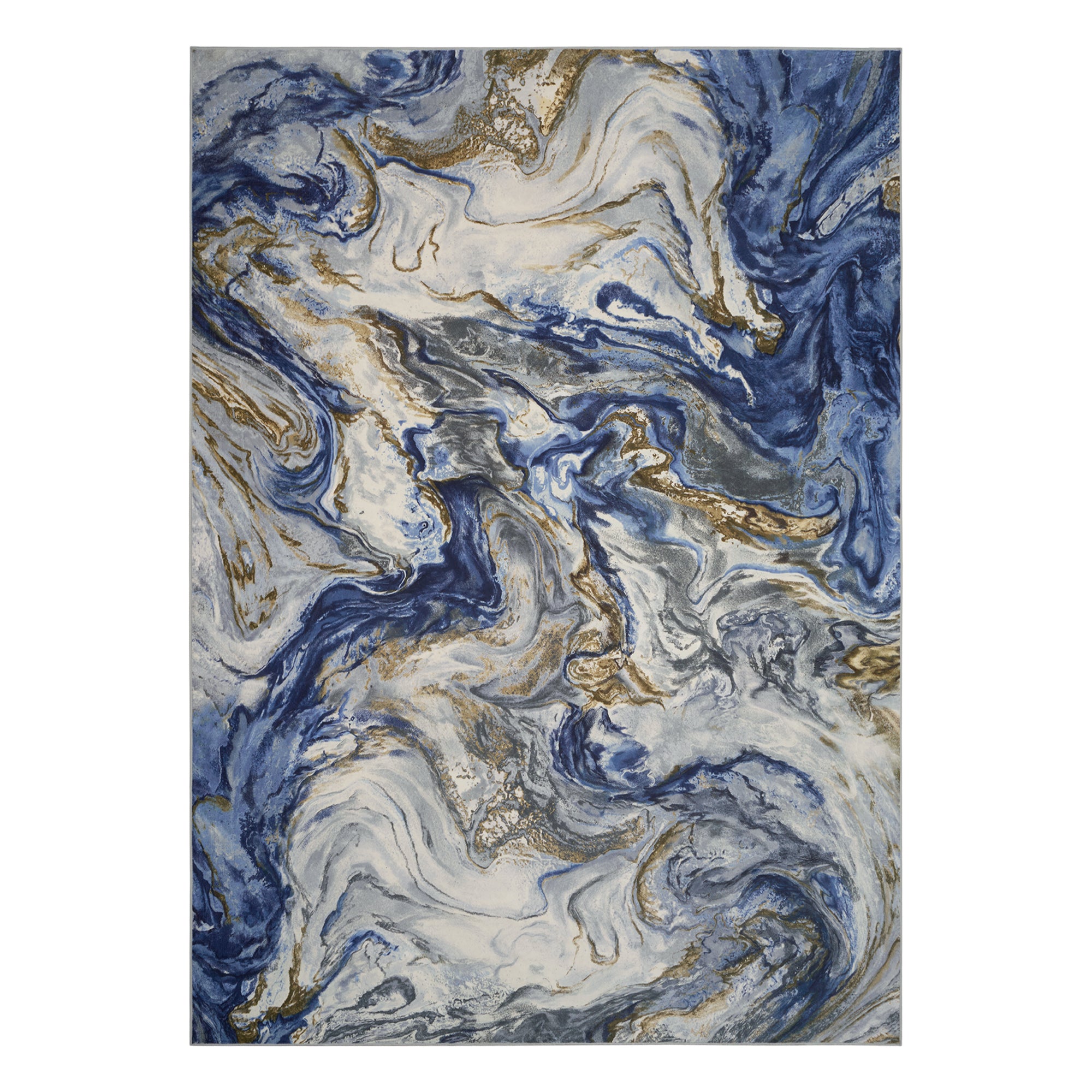 MontVoo Modern Marble Pattern Washable Rug Blue