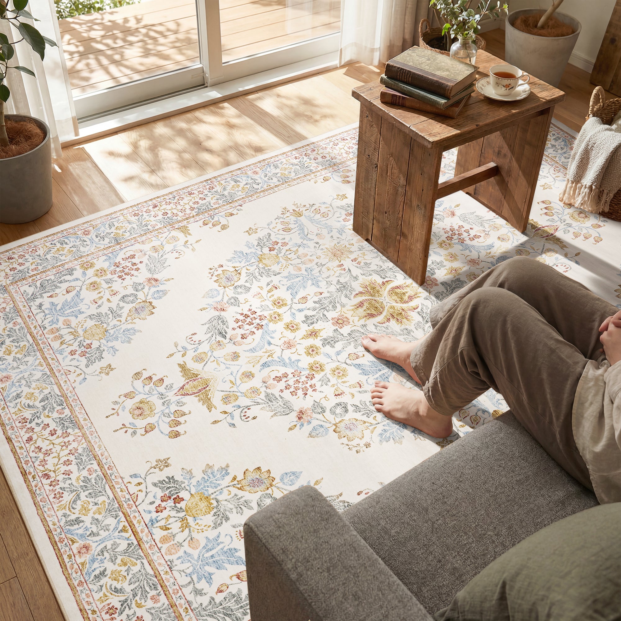 MontVoo Vintage Medallion Washable Rug Multi