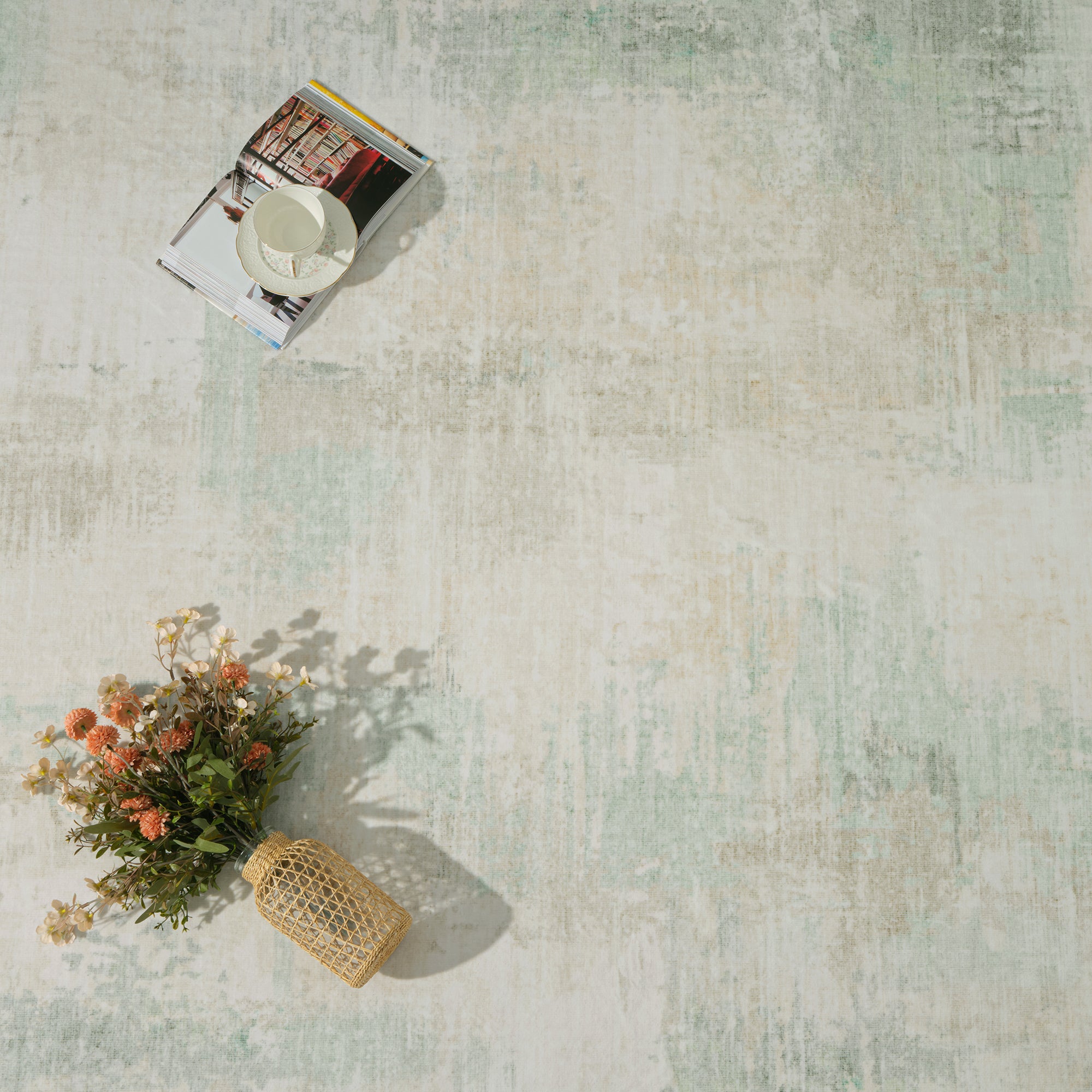 MontVoo Soft Abstract Washable Yellow-Green Area Rug
