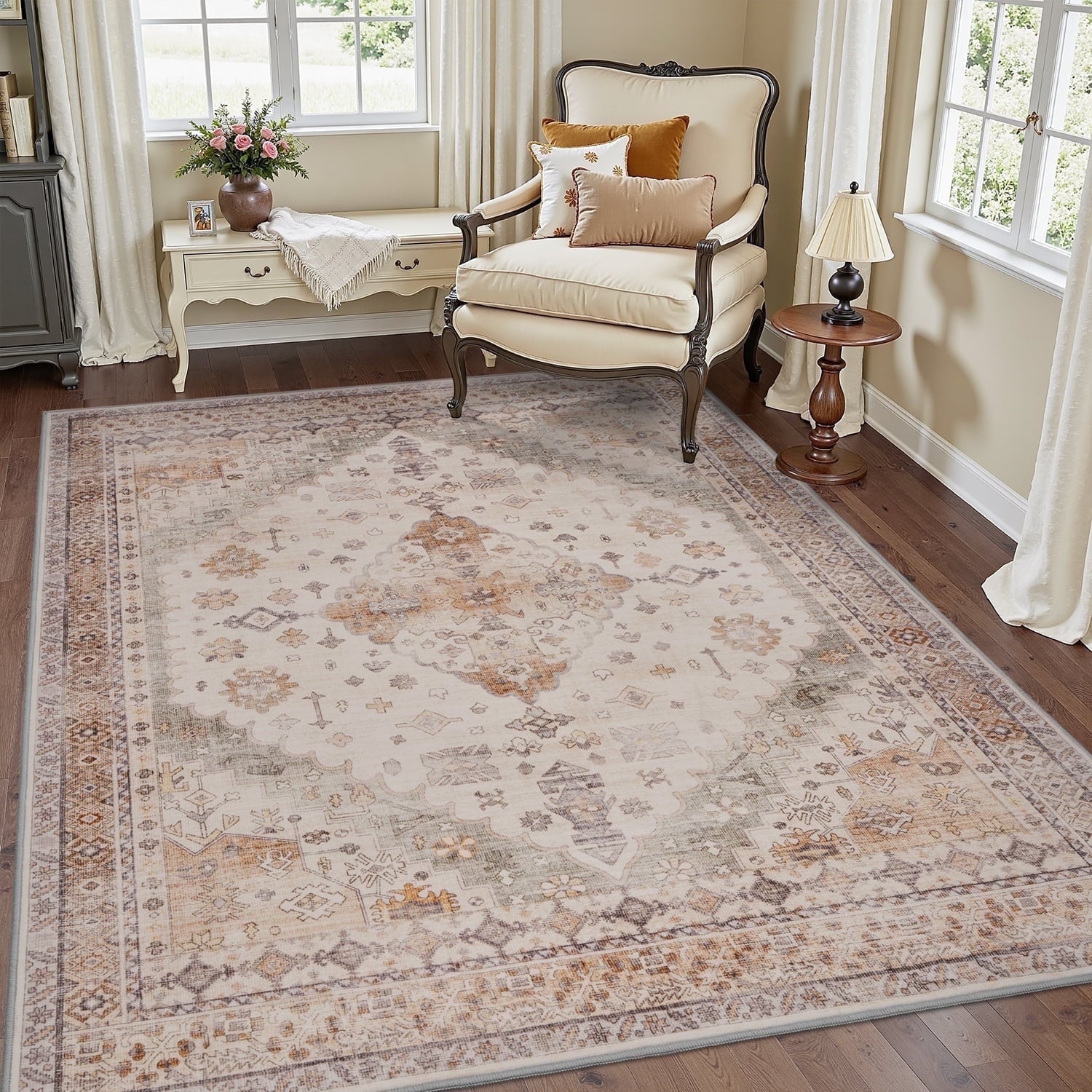 Area Rug for Living Room Vintage Bohemian Soft Carpet