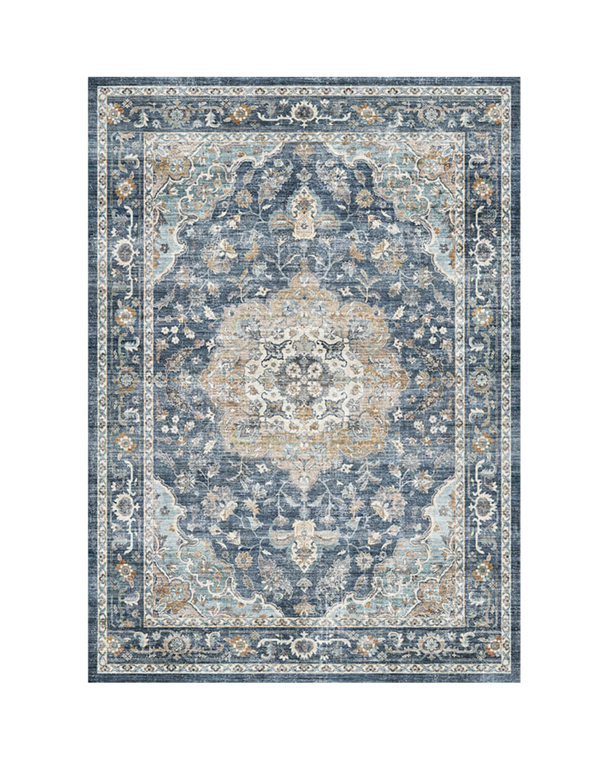 Ember Washable Area Rug - Blue