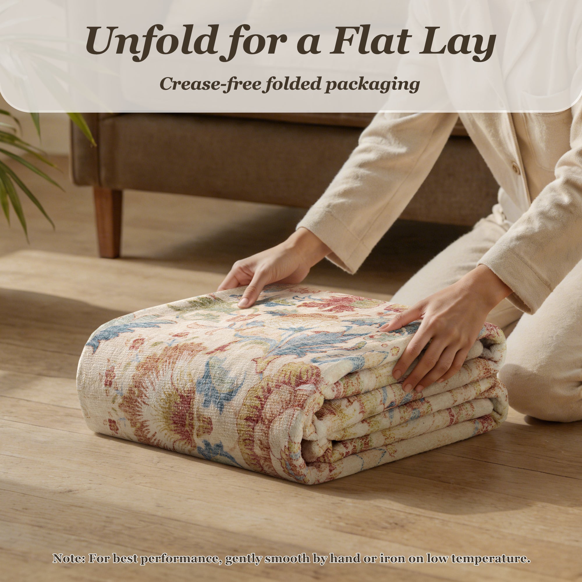 MontVoo Vintage Floral Washable Rug Orange