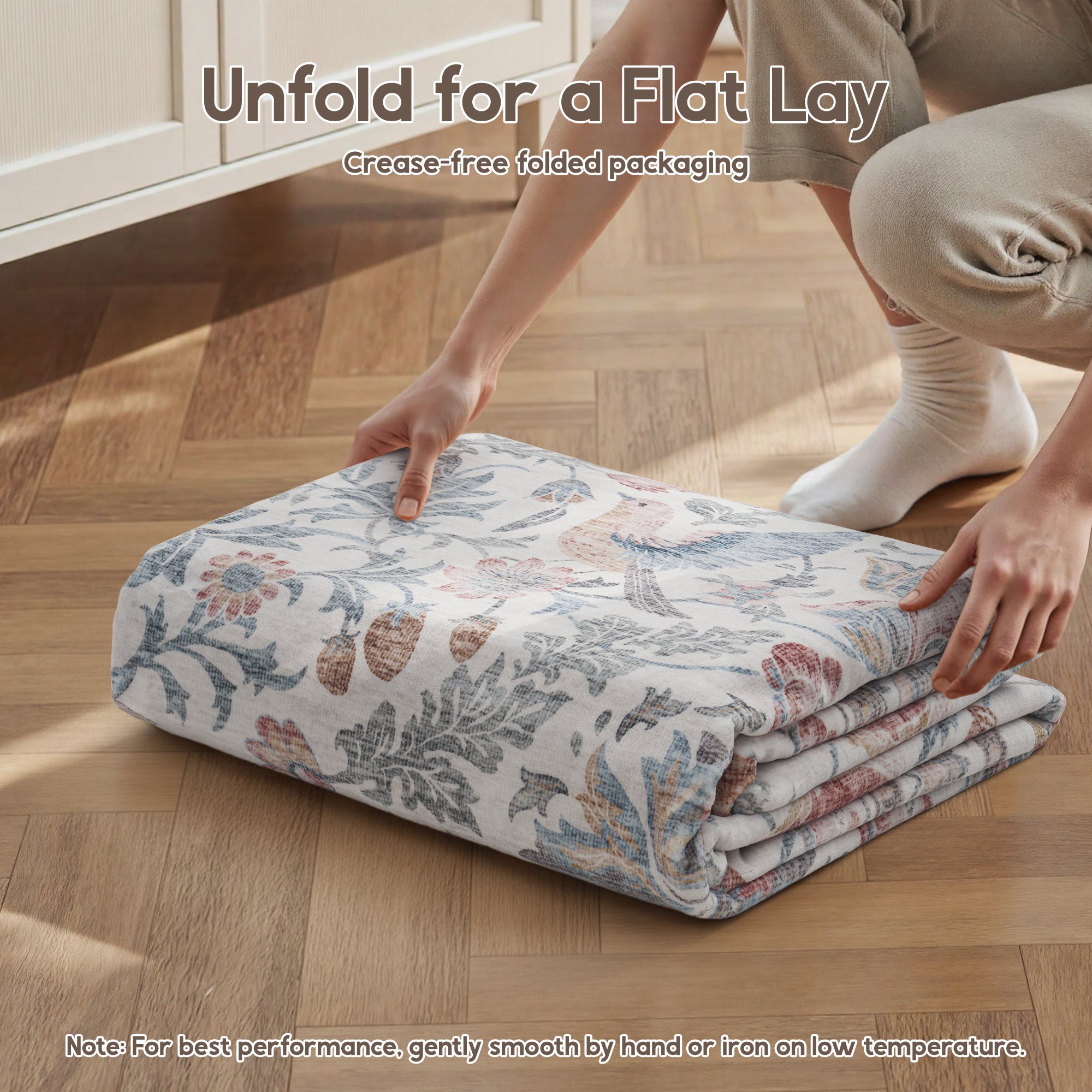 MontVoo Vintage Floral Washable Rug Beige