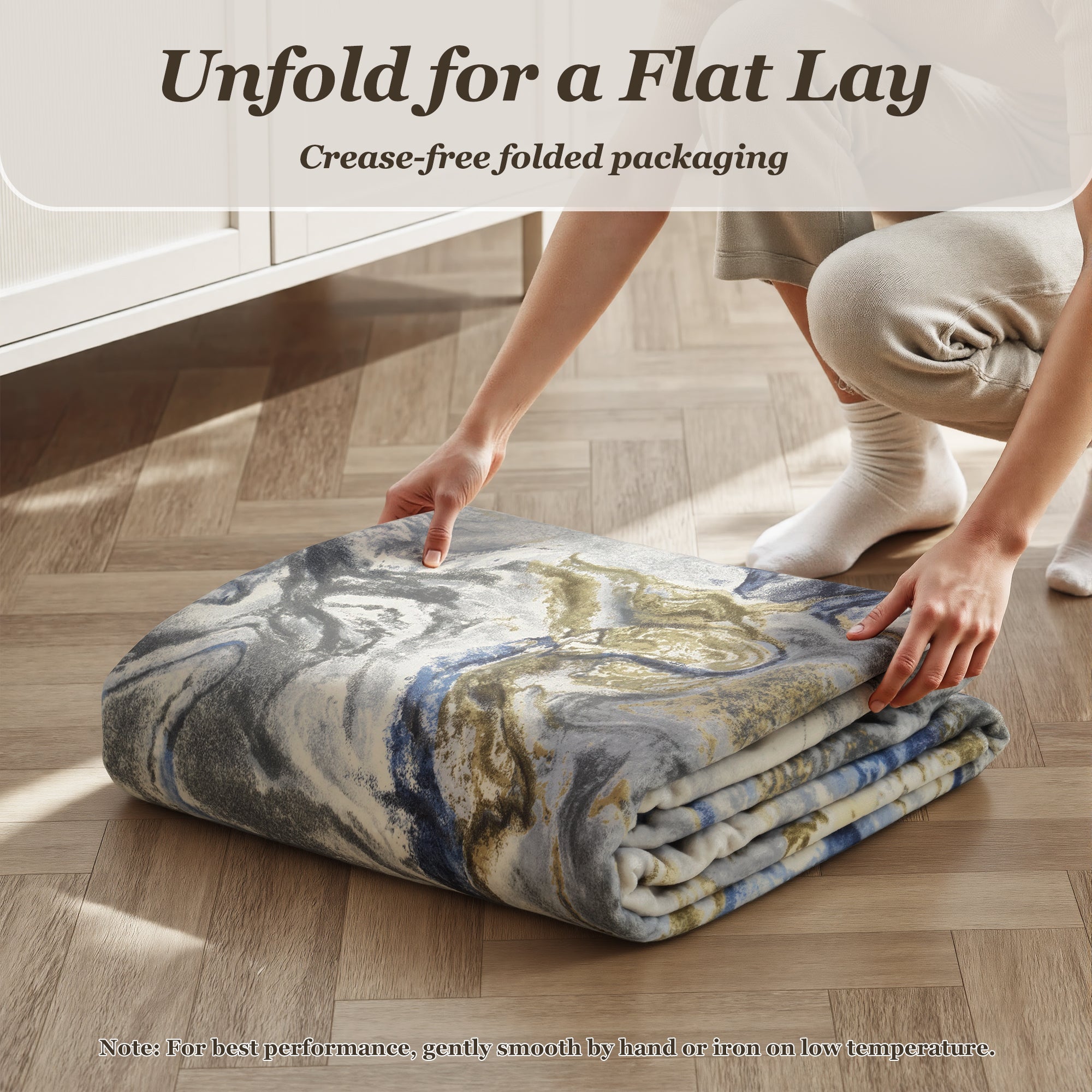 MontVoo Modern Marble Pattern Washable Rug Blue