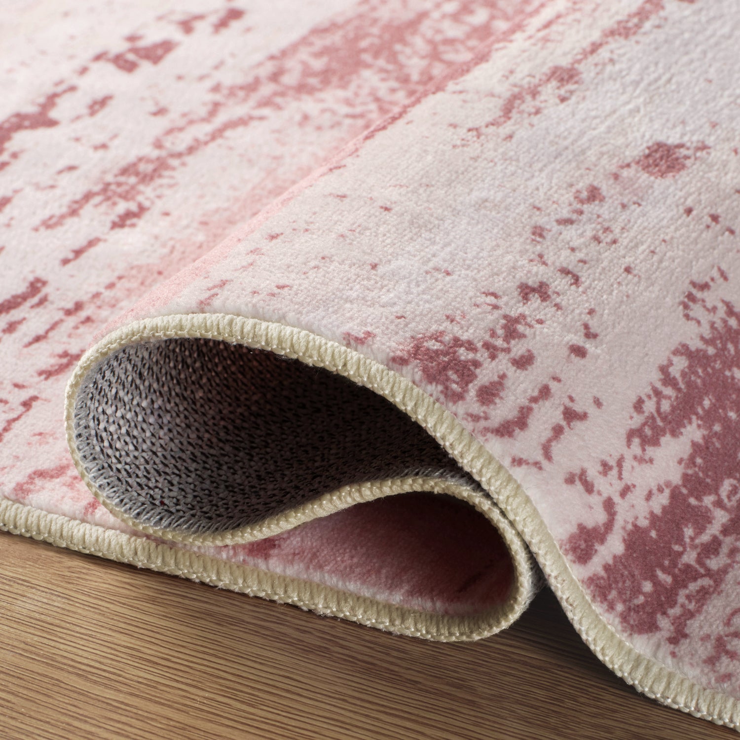 MontVoo Modern Abstract Pink Washable Area Rug